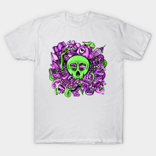 Doodle Skull Pink T-Shirt